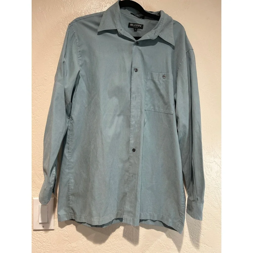 Brandini le collezioni Mens Dusty Blue Long Sleeve‎ Button Down Shirt Medium